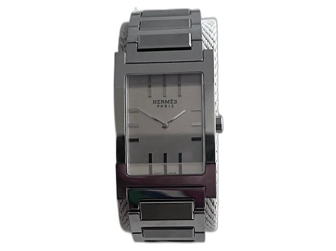 Montre Hermès Tandem GM en acier argenté