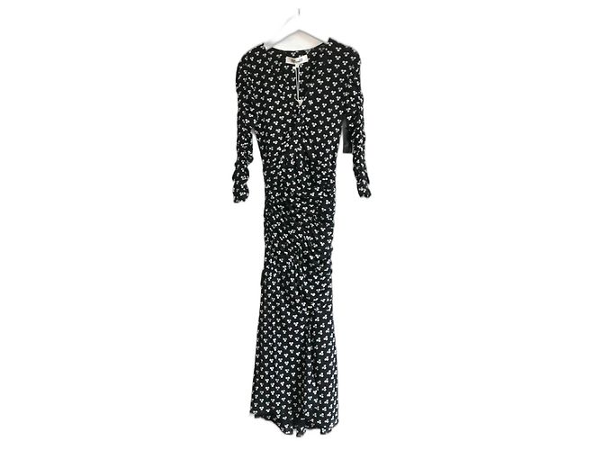 Diane Von Furstenberg Briella gerafftes Mesh-Kleid Schwarz