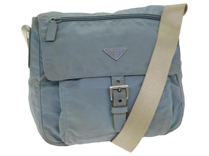 PRADA Sac à Bandoulière Nylon Bleu Clair Auth 74535  ref.1388083