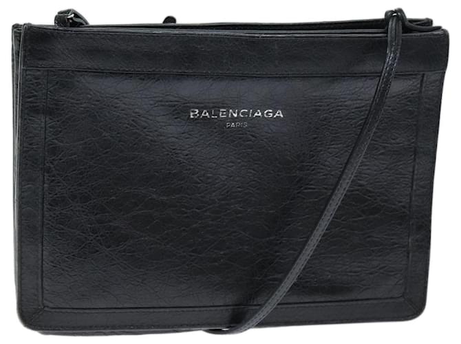 BALENCIAGA Navy Pochette Shoulder Bag Leather Black 339937 Auth bs14200  ref.1388089