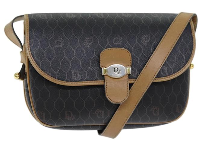 Christian Dior Bolso de hombro de lona en forma de panal Cuero de PVC Negro Auth bs14122  ref.1388095