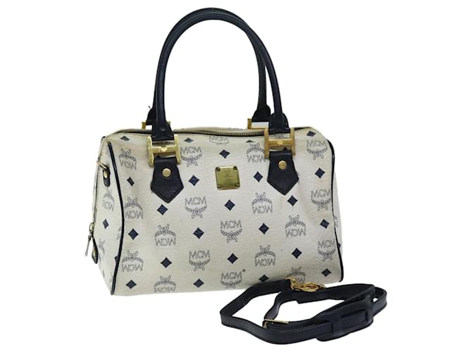 MCM Vicetos Logogram Hand Bag PVC 2way White Auth 75134  ref.1388100