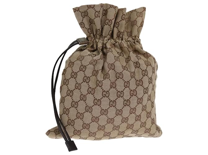 Bolsa de lona GUCCI GG com cordão bege Auth 75149  ref.1388125