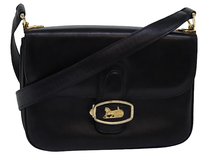 Céline CELINE Bolso bandolera con carruaje de caballos Cuero Negro Auth bs14114  ref.1388126