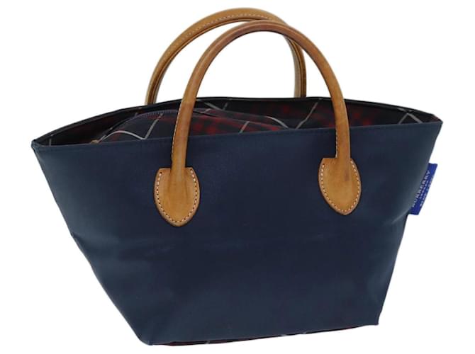 BURBERRY Nova Check Blue Label Sac à main Nylon Bleu Auth bs14210  ref.1388130