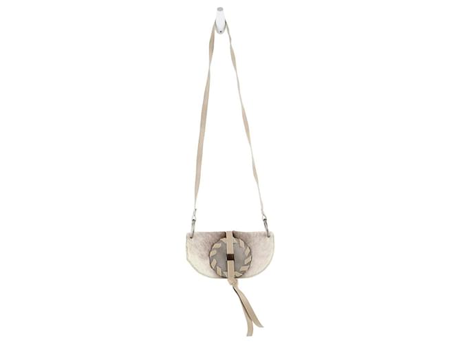 Paco Rabanne mini bolsa de couro Bege  ref.1388198