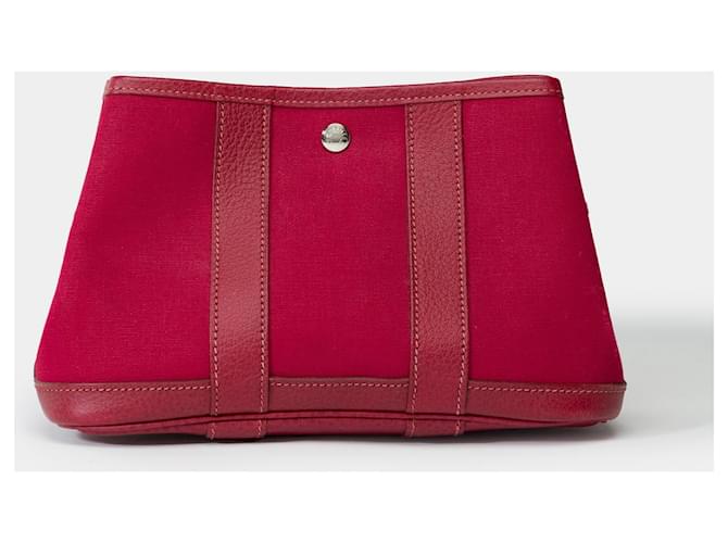 Garden Hermès Bolso HERMES en Lona Roja - 101937 Lienzo  ref.1388243