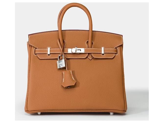 Hermès HERMES Birkin 25 Bag in Golden Leather - 101932  ref.1388244