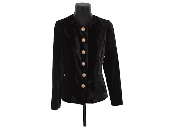 Saint Laurent Samtjacke Schwarz Synthetisch  ref.1388298