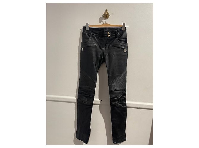BALMAIN Hose T.FR 34 Leder Schwarz