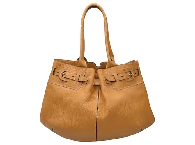 Autre Marque Tod's Tan Belt Detail Pebbled Leather Handbag Camel  ref.1388337