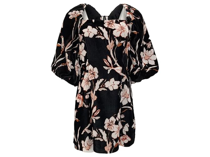 Autre Marque Cara Cara Inslee Floral Black Velvet Adolphine Dress Viscose  ref.1388345