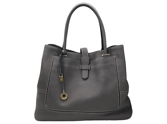 Autre Marque Loro Piana Grey Large Pebbled Leather Handbag  ref.1388351