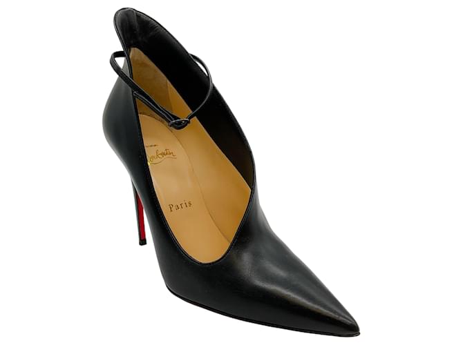 Autre Marque Christian Louboutin pelle nera Vampydoly 100 pompe Nero  ref.1388352