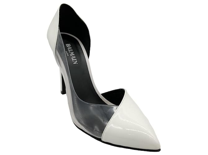 Autre Marque Balmain Pumps aus weißem Leder und PVC  ref.1388353