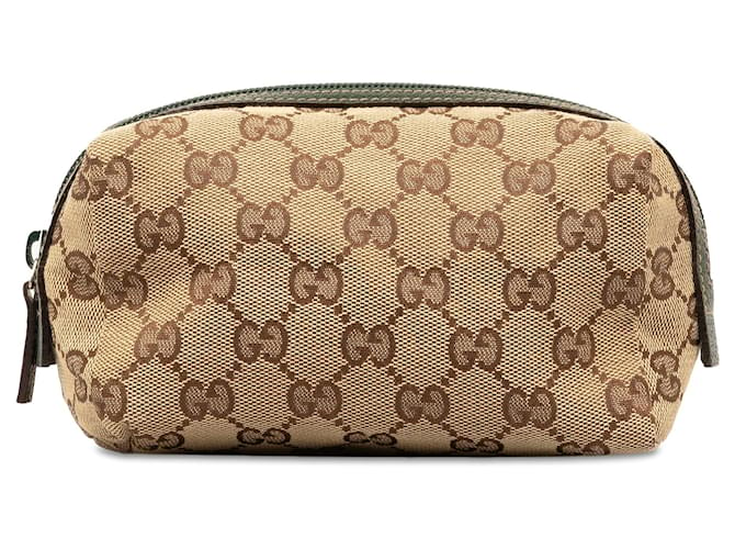 Bolso de lona marrón con GG de Gucci Castaño Cuero  ref.1388406