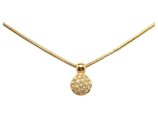 Collar con colgante Dior dorado con diamantes de imitación  ref.1388409