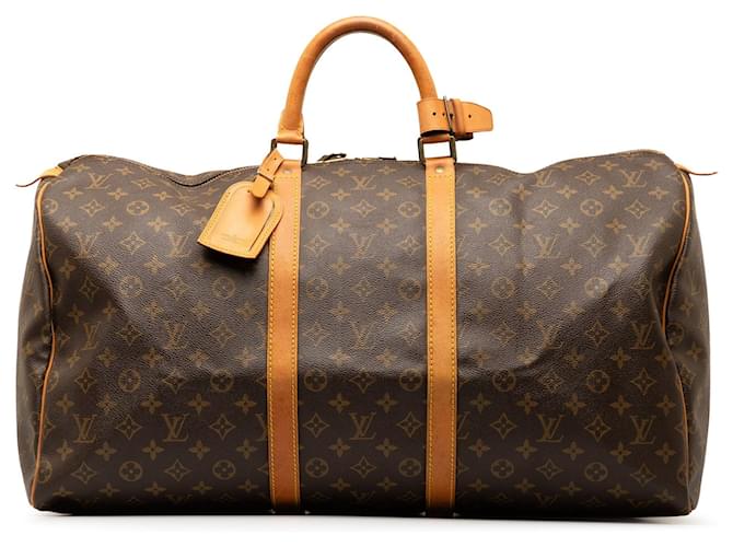 Brown Louis Vuitton Monogram Keepall 55 Travel Bag Leather  ref.1388410