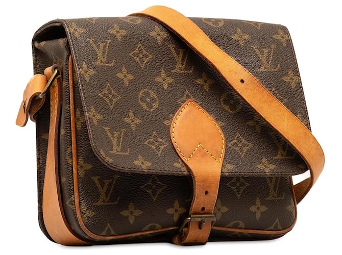 Braune Louis Vuitton Monogramm Cartouchiere MM Umhängetasche Leder  ref.1388435