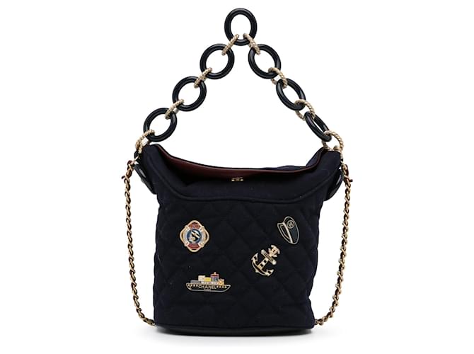 Blue Chanel Paris-Hamburg Charms Wool Bucket Bag  ref.1388438
