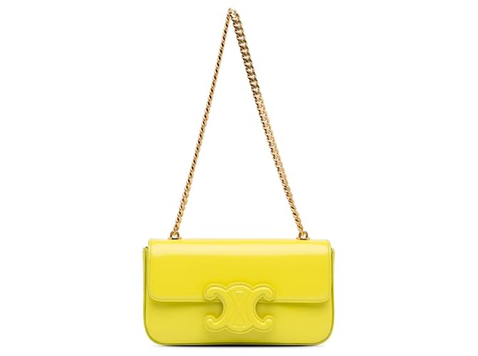 Céline Sac à bandoulière en chaîne jaune Celine Cuir Triomphe  ref.1388444