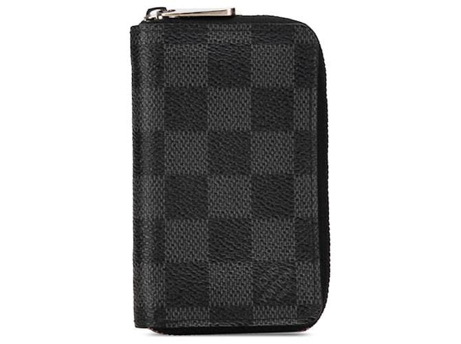 Black Louis Vuitton Damier Graphite Zippy Coin Pouch Cloth  ref.1388453