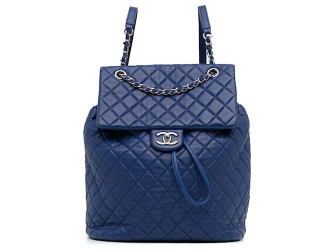 Blue Chanel Medium Lambskin Urban Spirit Backpack Leather  ref.1388455