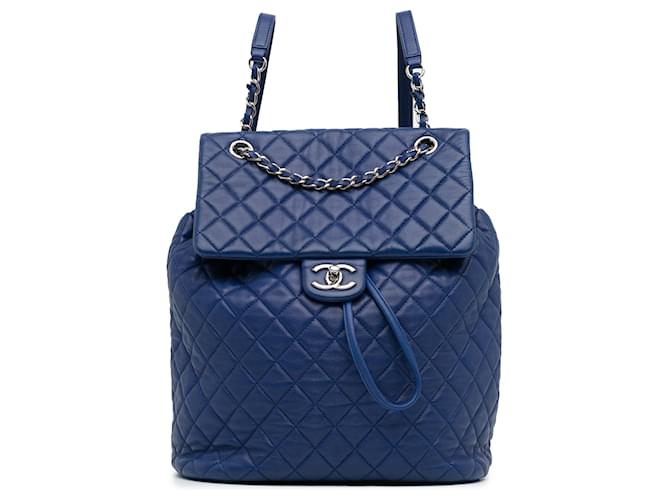 Zaino Urban Spirit medio in pelle di agnello Chanel blu  ref.1388455