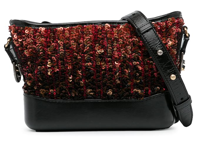 Borsa a tracolla Gabrielle piccola Chanel marrone con paillettes Pelle  ref.1388459