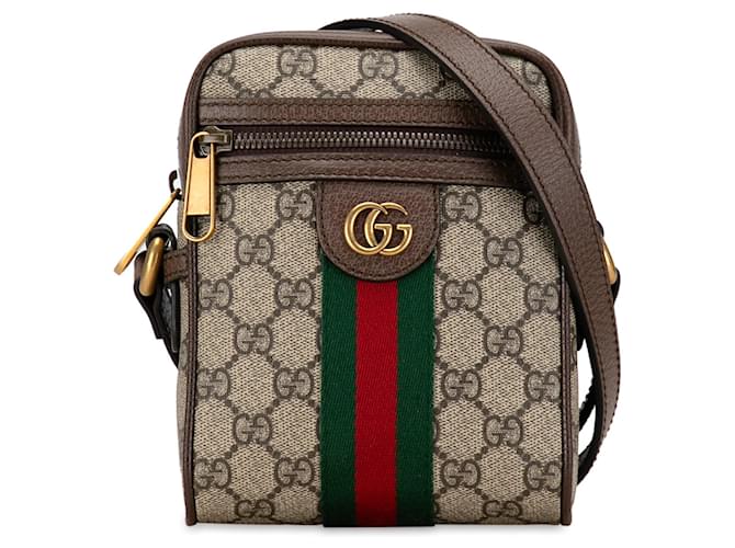 Bandolera Gucci GG Supreme Ophidia marrón Castaño Cuero  ref.1388466