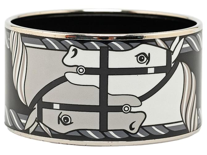 Bracelet de costume Hermès extra large en émail gris Quadridge Métal  ref.1388503