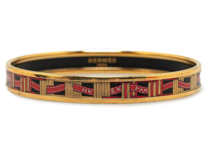 Hermès Bracciale rigido in smalto rosso Hermes stretto Metallo  ref.1388506