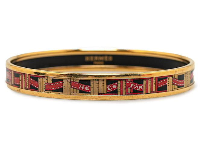 Hermès Bracelet de costume en émail étroit Hermes rouge Métal  ref.1388506