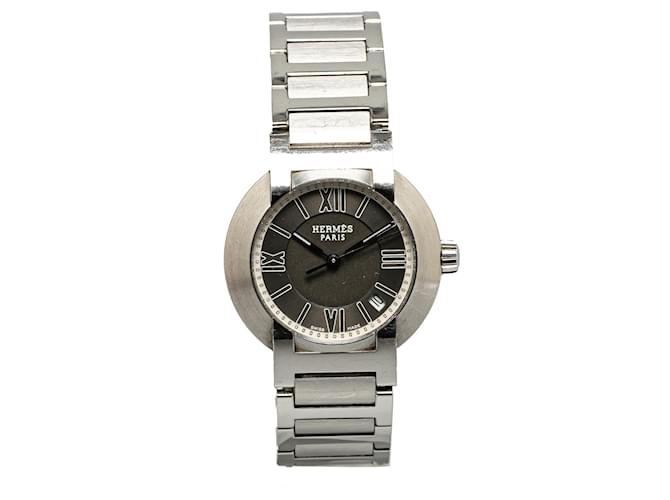 Reloj Hermès Auto plateado de cuarzo y acero inoxidable Nomade Plata  ref.1388509