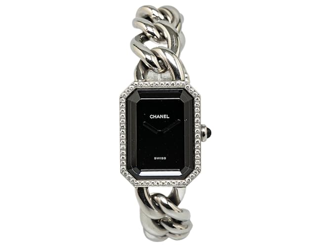 Relógio de corrente de estreia com moldura de diamante em aço inoxidável de quartzo Chanel prateado Prata  ref.1388513