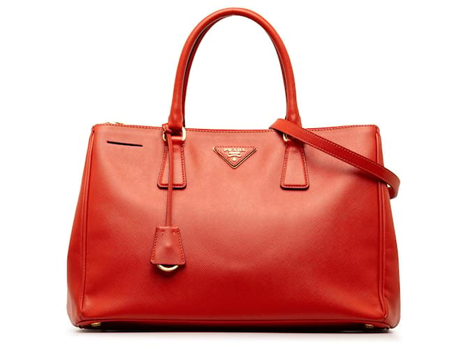 Bolso satchel mediano con cremallera y forro Galleria Saffiano Lux rojo de Prada Roja Cuero  ref.1388526