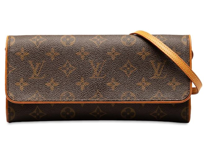 Bolsa Louis Vuitton Monogram Pochette Twin GM Marrom Marrom Couro  ref.1388555