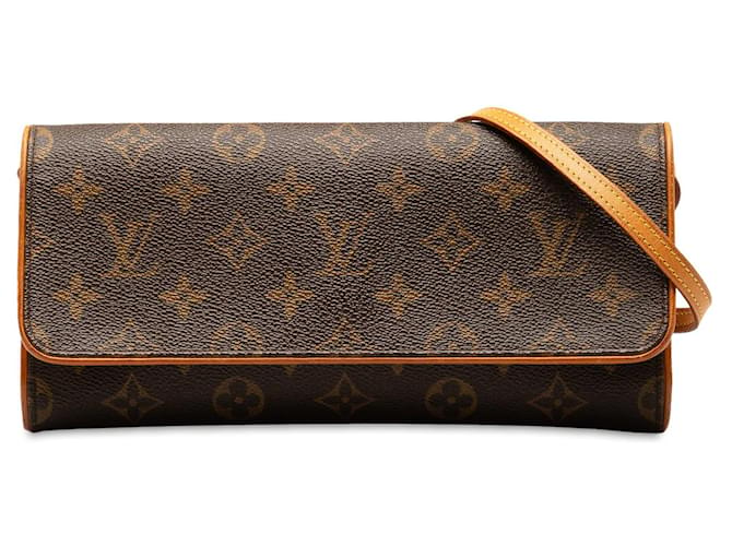 Brown Louis Vuitton Monogram Pochette Twin GM Crossbody Bag Leather  ref.1388555