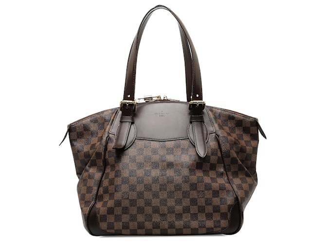 Braune Louis Vuitton Damier Ebene Verona GM Umhängetasche Leder  ref.1388564