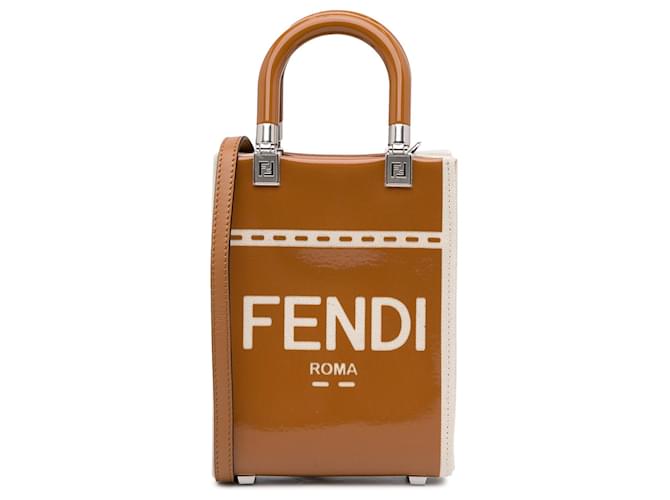 Sac cabas Fendi Mini Sunshine Shopper marron Cuir  ref.1388580