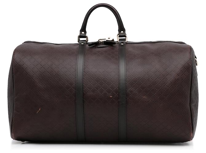 Grand sac de voyage à main Gucci marron brillant à strass Cuir  ref.1388581