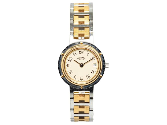 Silberne Hermès-Quarz-Edelstahl-Clipper-Uhr  ref.1388599