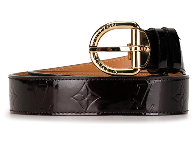 Cinturón Vernis con monograma de Louis Vuitton negro Cuero  ref.1388605