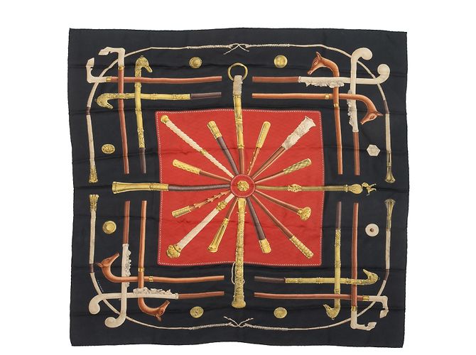 Cannes Hermès Bufandas HERMES T. Seda Negro