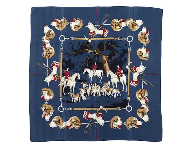Hermès HERMES Scarves T.  Silk Navy blue  ref.1388609