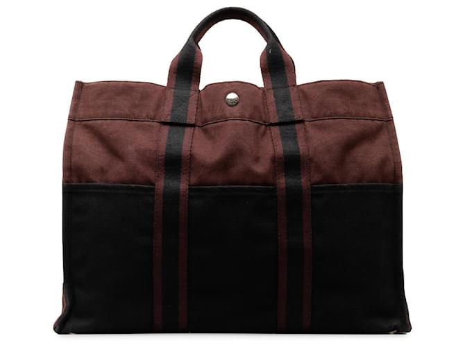Black Hermès Fourre Tout GM Tote Bag Cloth  ref.1388615