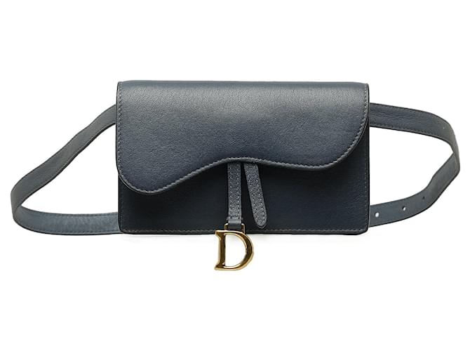 Blue Dior Leather Saddle Belt Bag  ref.1388621