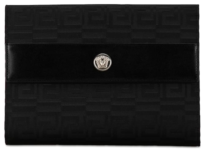 Schwarze Versace-Canvas-Geldbörse mit Medusa-Logo Leinwand  ref.1388628