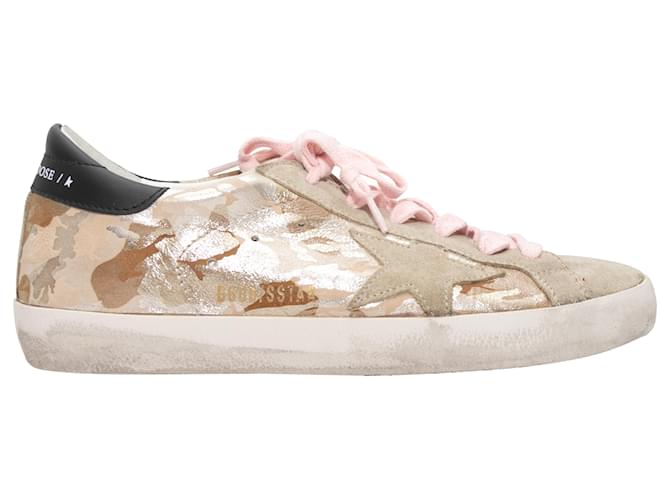 Tênis de cano baixo com estampa camuflada Golden Goose bege e multicolorido tamanho 37 Couro  ref.1388634