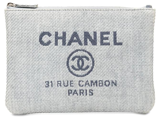 Blue Chanel Small Canvas Deauville O Case Clutch Bag Cloth  ref.1388647